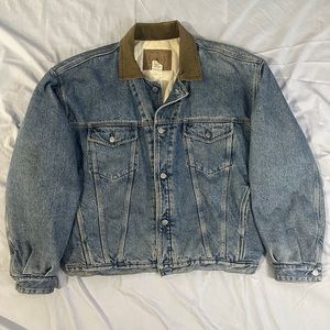 Gap Distressed Denim Jean Jacket XL Vintage 90s Quilted Lining Trucker USA
